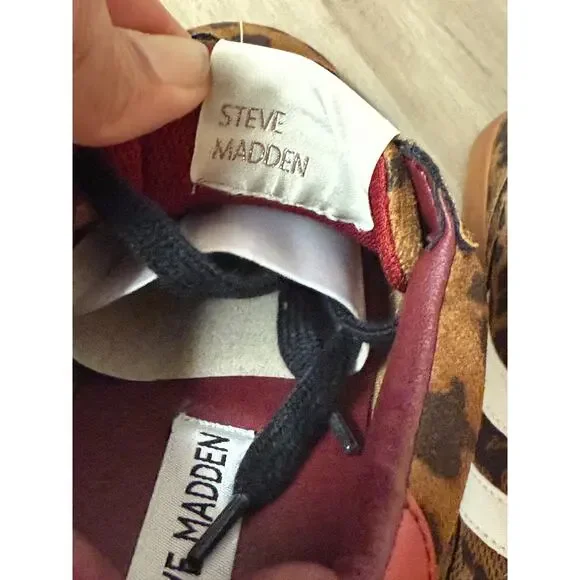 Steve Madden Hudsin Leopard Print Lace-Up Sneakers Women’s Size 7 - Picture 8 of 12